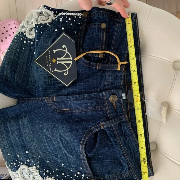 Vintage Jeans Lace Embellished with beads - Picture 10 of 12